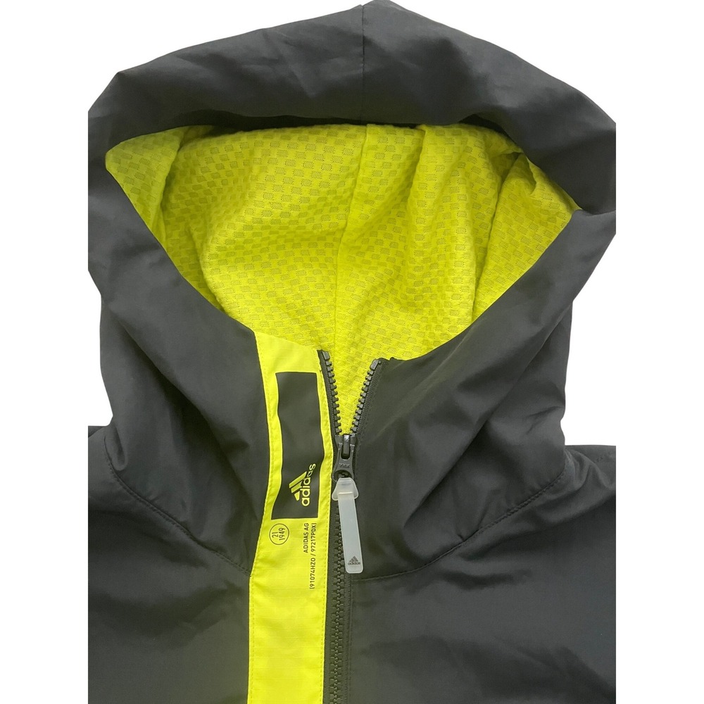Adidas Primeblue Mens Large Black Neon Yellow Fleece‎ Lined Hooded Jacket L NWOT - Picture 11 of 13
